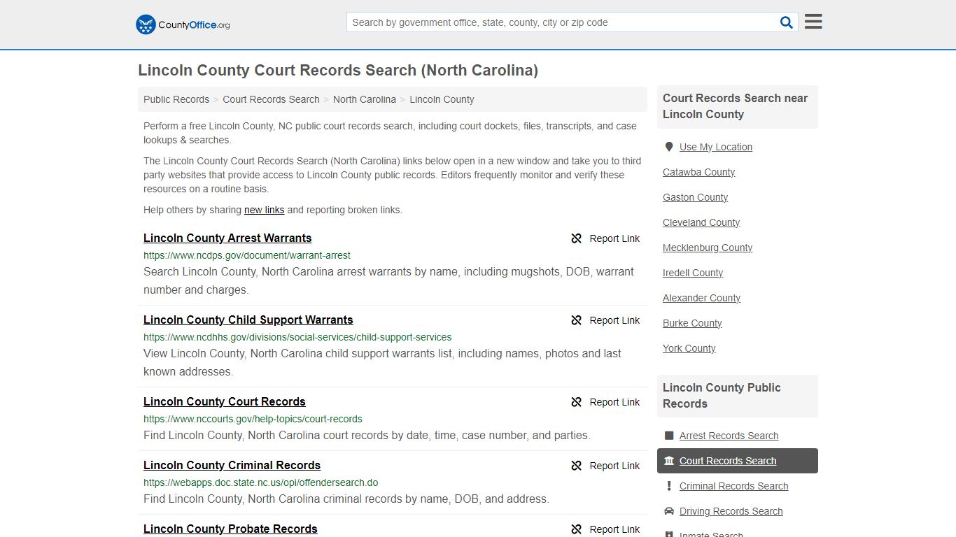 Lincoln County Court Records Search (North Carolina) - County Office